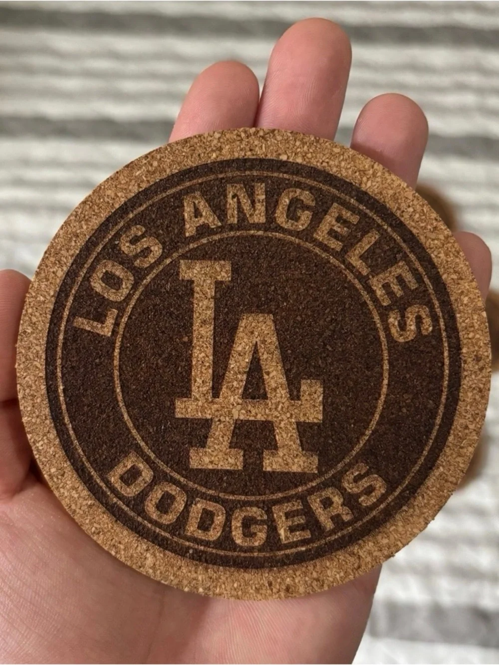 Los Angeles Dodgers Logo Laser Engraved Cork Coasters Lot of 10